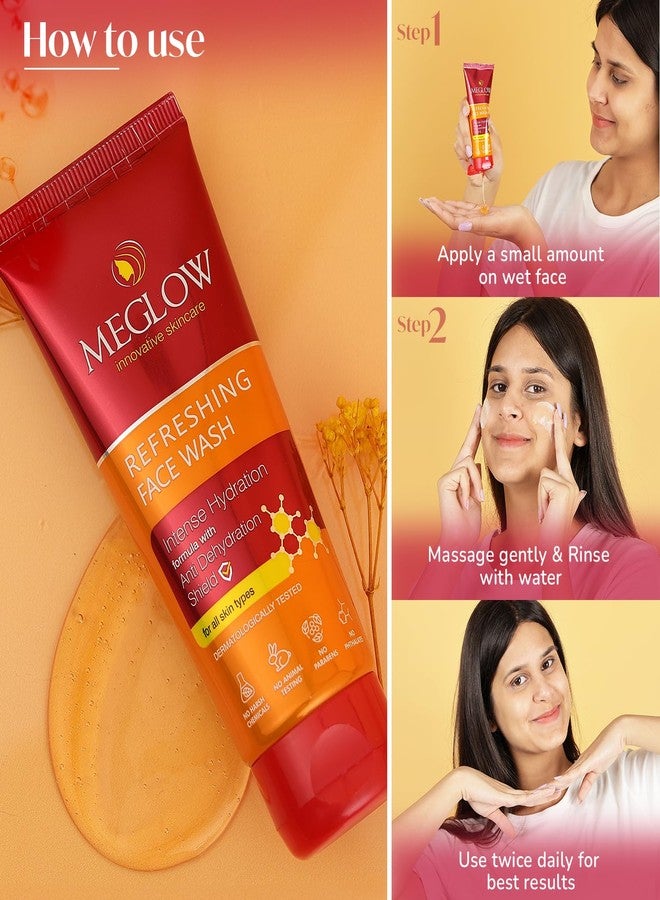 Meglow Refreshing Face Wash | Deep Cleansing & Hydration for a Fresh Glow | Enriched with Aloe Vera & Cucumber | Removes Dirt, Oil & Impurities While Keeping Skin Soft Pack of 4 (70g each) - Image 4