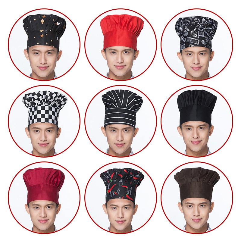 Kitchen Special Chef Hat Formulation Catering Work Hat Summer Printing Canteen White Cloth Hat Men'S And Women'S Breathable Oil-Proof - Image 2