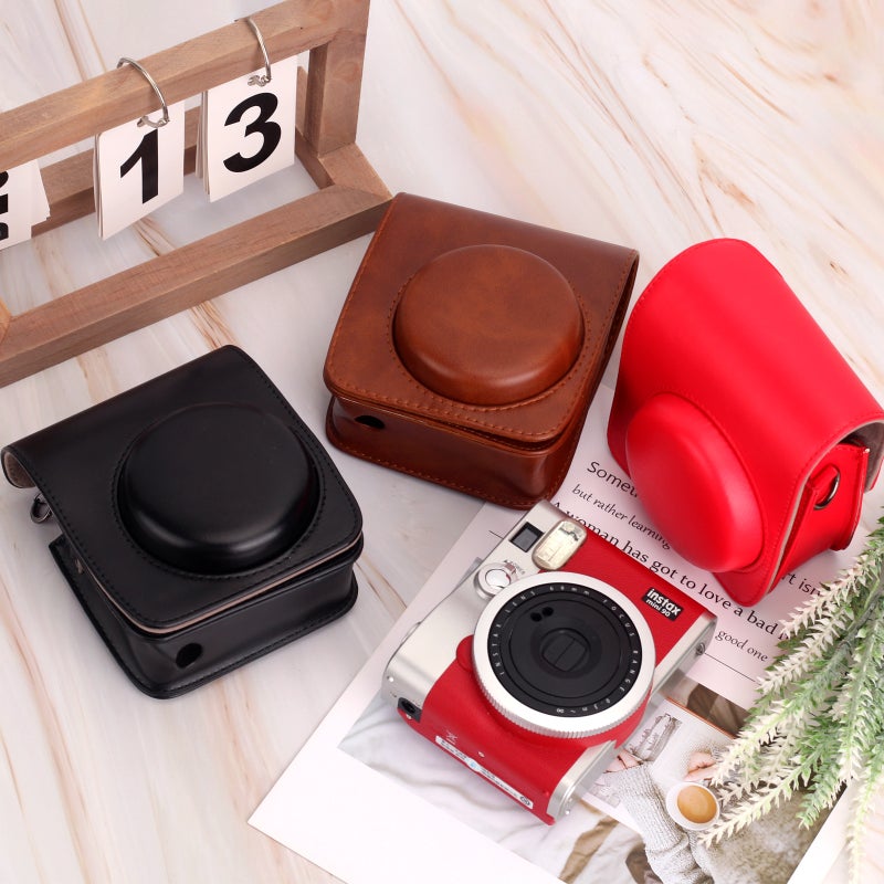 Polaroid Mini90 Special Pure Color Camera Cosmetics Bag Pu Leather Bag Simple Style/Easiest For Match Can Be Worn On One Shoulder/Body - Image 2
