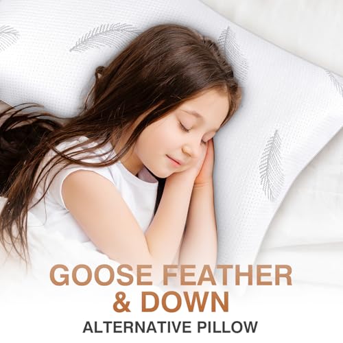 zibroges Goose Feather Pillows Bed Pillow - Hotel Down Pillows Queen Size Set of 2, Fluffy Support Surround Fill Polyester for Back, Stomach, Side Sleepers - Image 5