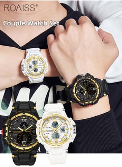 roaiss Analog Digital Dual Display Sports Couple Watch Set Multifunctional 50M Waterproof Luminous TPU Strap Electronic Quartz Wristwatch with Alarm Stopwatch for Outdoor Activities  - Image 1