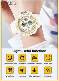 roaiss Analog Digital Dual Display Sports Couple Watch Set Multifunctional 50M Waterproof Luminous TPU Strap Electronic Quartz Wristwatch with Alarm Stopwatch for Outdoor Activities  - Image 5