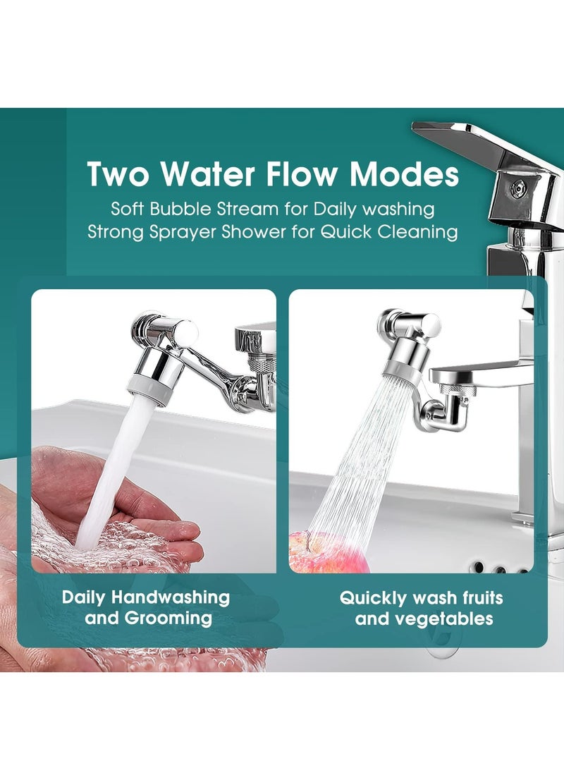 1080° Rotating Faucet Extender Aerator with Installation Hardware, Universal Splash Multiple functions Filter Faucet,1080 Degree Swivel Faucet Aerator Sink Face Wash Attachment with 2 Water Outlet Mod