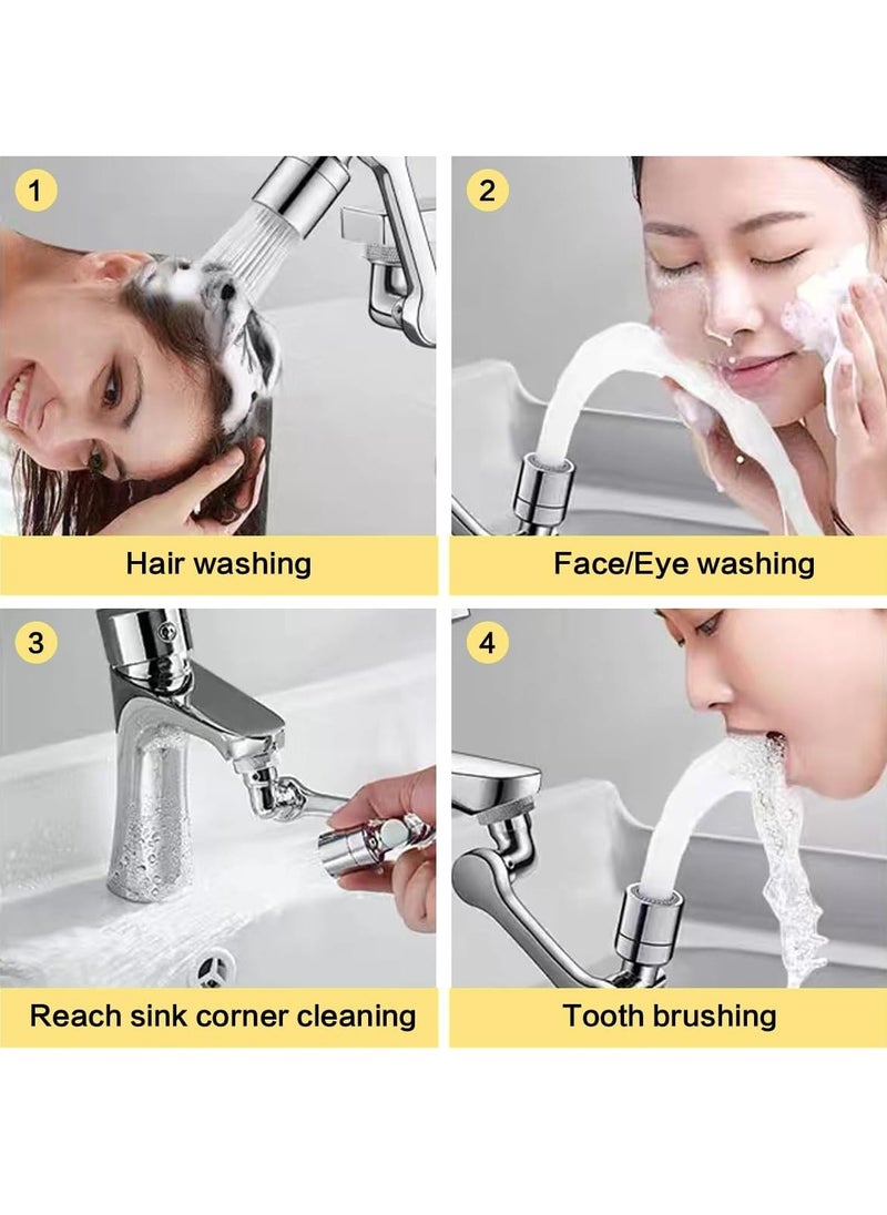 1080° Rotating Faucet Extender Aerator with Installation Hardware, Universal Splash Multiple functions Filter Faucet,1080 Degree Swivel Faucet Aerator Sink Face Wash Attachment with 2 Water Outlet Mod