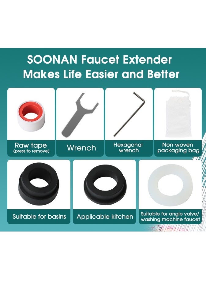 1080° Rotating Faucet Extender Aerator with Installation Hardware, Universal Splash Multiple functions Filter Faucet,1080 Degree Swivel Faucet Aerator Sink Face Wash Attachment with 2 Water Outlet Mod