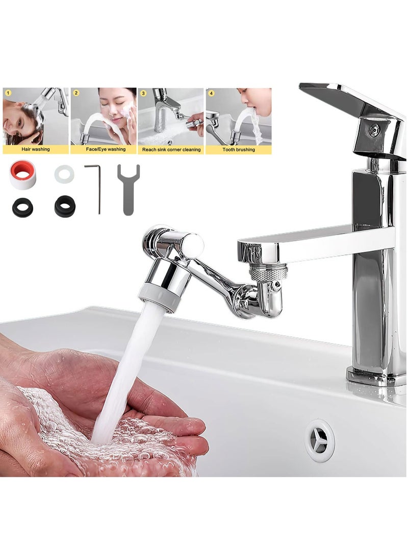 1080° Rotating Faucet Extender Aerator with Installation Hardware, Universal Splash Multiple functions Filter Faucet,1080 Degree Swivel Faucet Aerator Sink Face Wash Attachment with 2 Water Outlet Mod