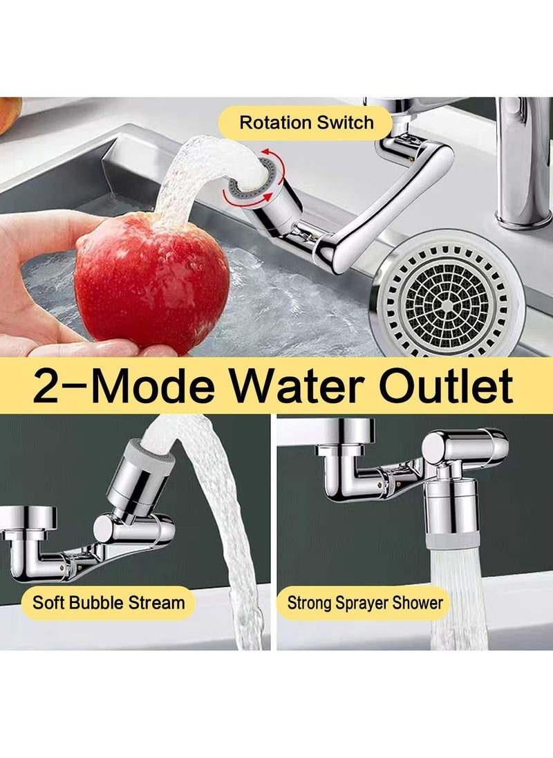 1080° Rotating Faucet Extender Aerator with Installation Hardware, Universal Splash Multiple functions Filter Faucet,1080 Degree Swivel Faucet Aerator Sink Face Wash Attachment with 2 Water Outlet Mod