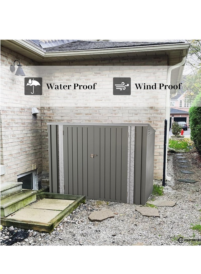 Egardenkart إي غاردن كارت مخزن خارجي معدني - رمادي فاتح، 5.8 × 3.3 قدم | مخزن حديقة مع باب مزدوج قابل للقفل | خزانة تخزين خارجية لتخزين الحديقة | تخزين مخزن خارجي (مع تركيب) - Image 5