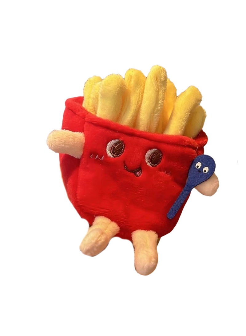 8cm French Fries Pendant Keychain Food Plush Doll Backpack Accessories Doll Gift, Boy Girl Gift  - Image 1
