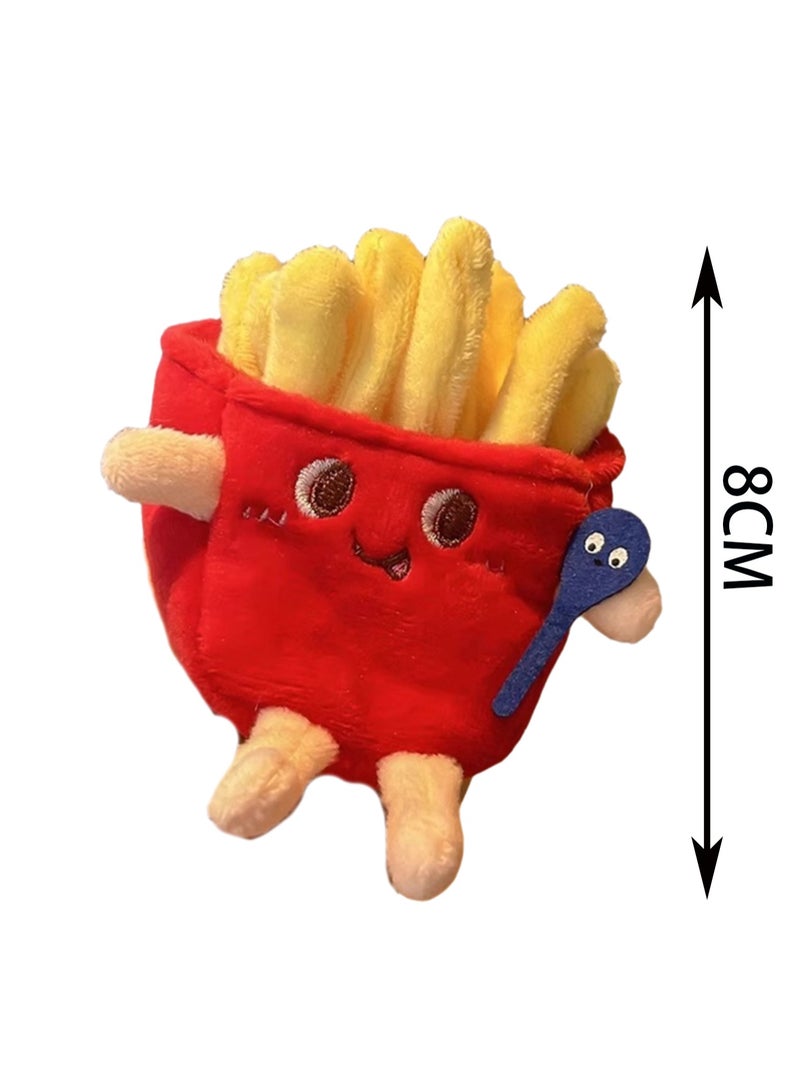 8cm French Fries Pendant Keychain Food Plush Doll Backpack Accessories Doll Gift, Boy Girl Gift  - Image 2