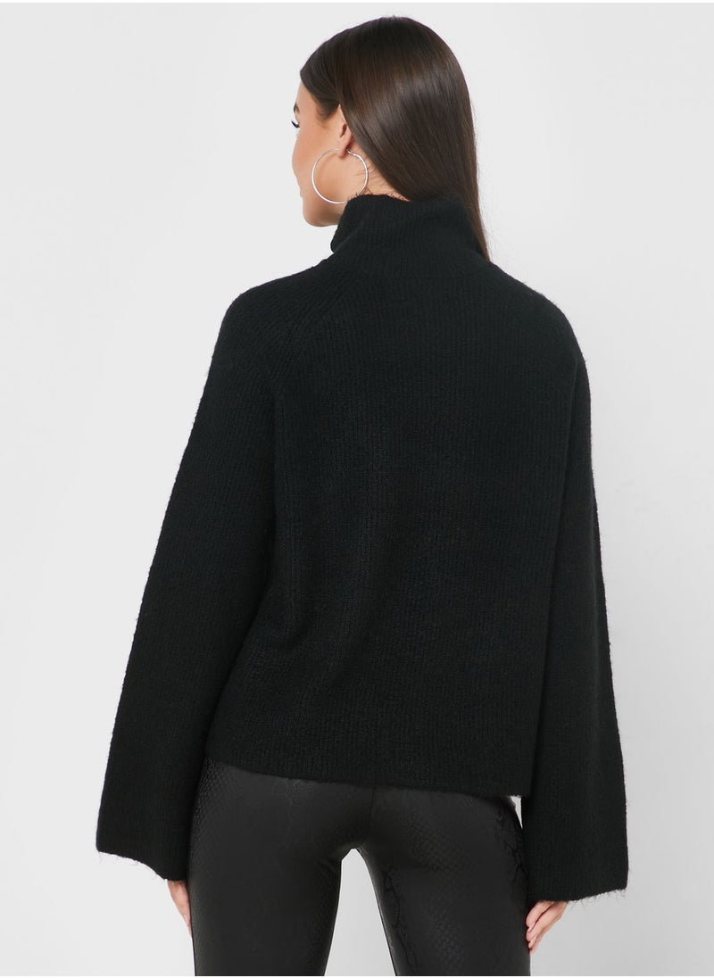 VERO MODA - High Neck Button Detail Sweater - Image 1