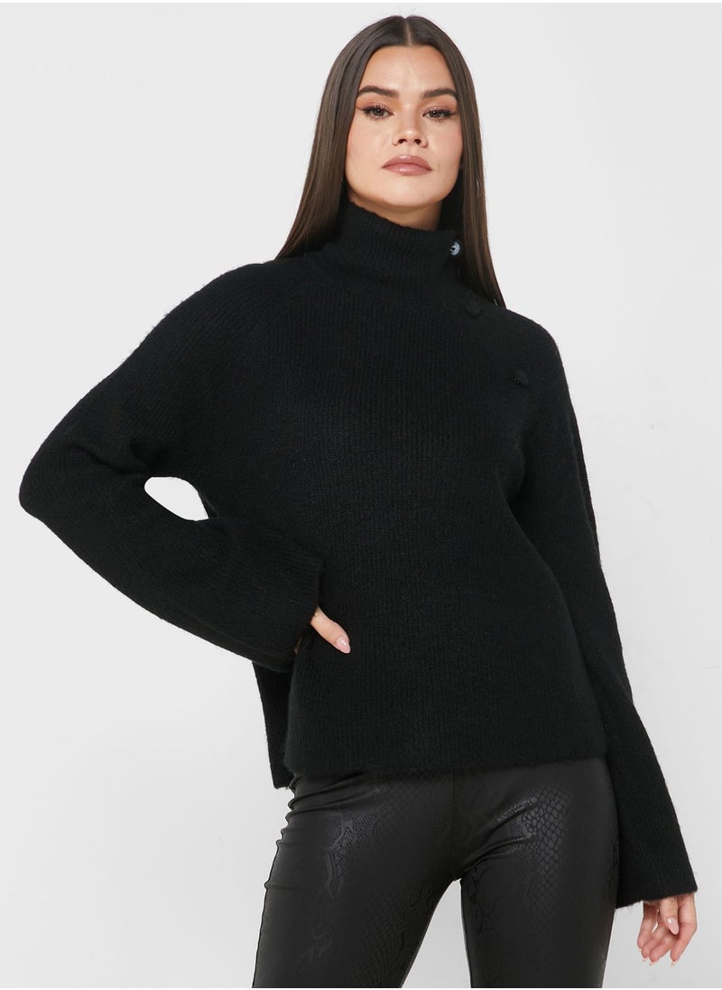 VERO MODA - High Neck Button Detail Sweater - Image 1