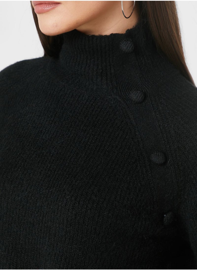 VERO MODA - High Neck Button Detail Sweater - Image 1