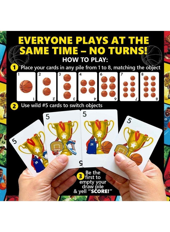 كوكا لعبة الورق سريعة الخطى لكرة السلة QUOKKA للأطفال والكبار - 128 بطاقة وقواعد سهلة - لعبة مطابقة سريعة وممتعة - 2-8 لاعبين - الأعمار 8+ - مثالية للألعاب العائلية والليل والسفر والحفلات - Image 4