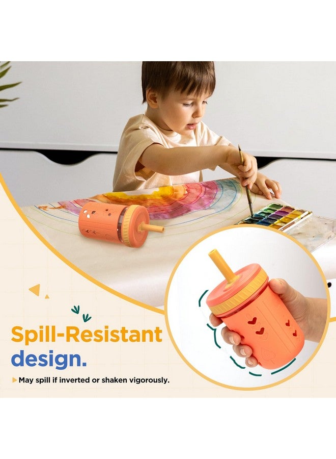 Tronco 8 oz Glass Sippy Cup for Toddlers, Kids Mason Jar Smoothie Cup with Silicone Sleeves & Spill Resistant Flexible Straw, Snack Cup, BPA-Free, Dishwasher Safe - Image 5