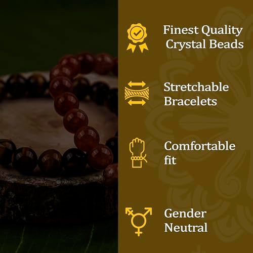 GEMSMANTRA Amethyst & Tiger Eye Couple Bracelet Set | Peace & Power Combo His & Her Natural Crystal Stone Bracelets | Matching Gift for Couples for Confidence, Calm & Balance - Image 5
