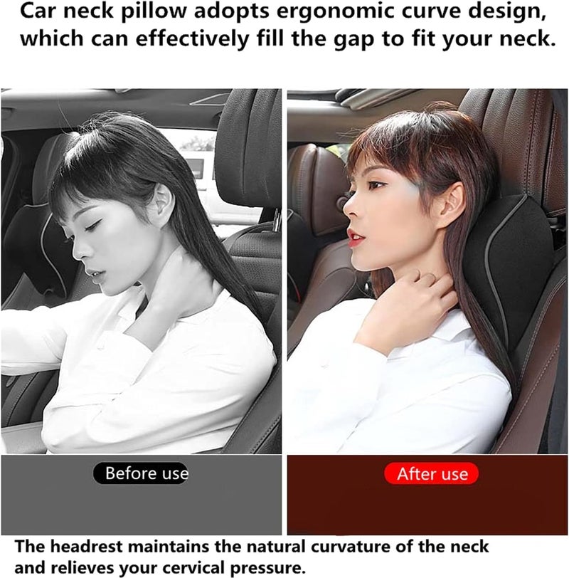 SARTE Car Neck Rest Pillows Neck Support Cushion Ultrasoft Memory Foam Car Seat Head Rest Pillow for Comfortable Driving and Neck Rest for Car, with Washable Mesh Cover Neck Pillow (Black 1Pc) - Image 2