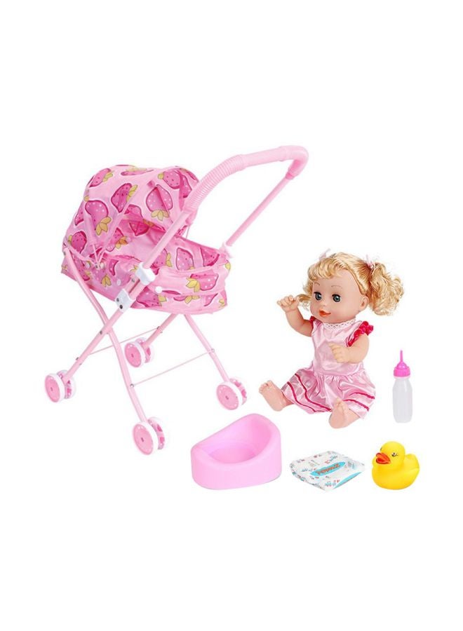Kids Dolls With Foldable Stroller And Accessories – Assorted  - Image 1