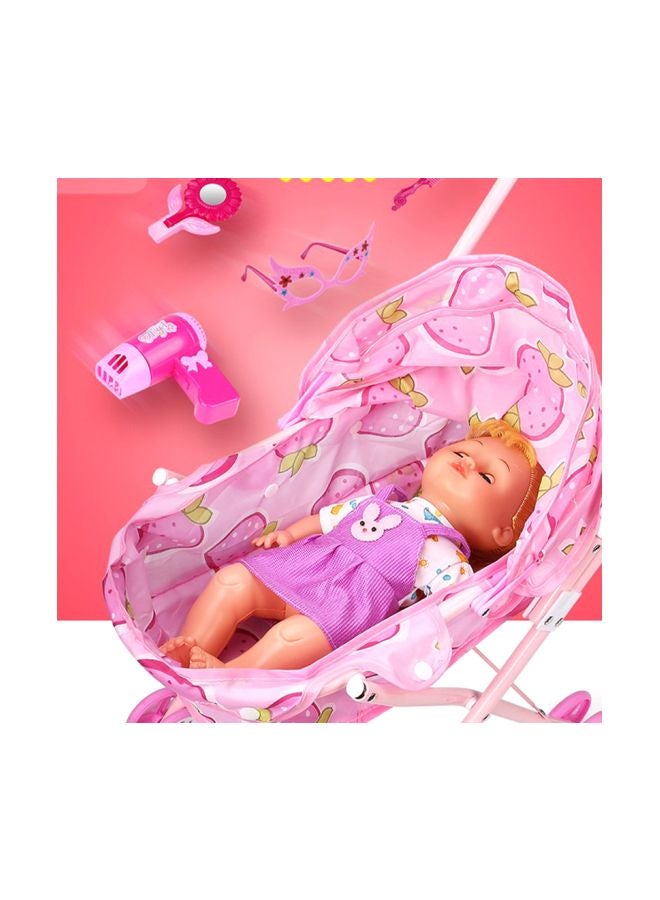 Kids Dolls With Foldable Stroller And Accessories – Assorted  - Image 3