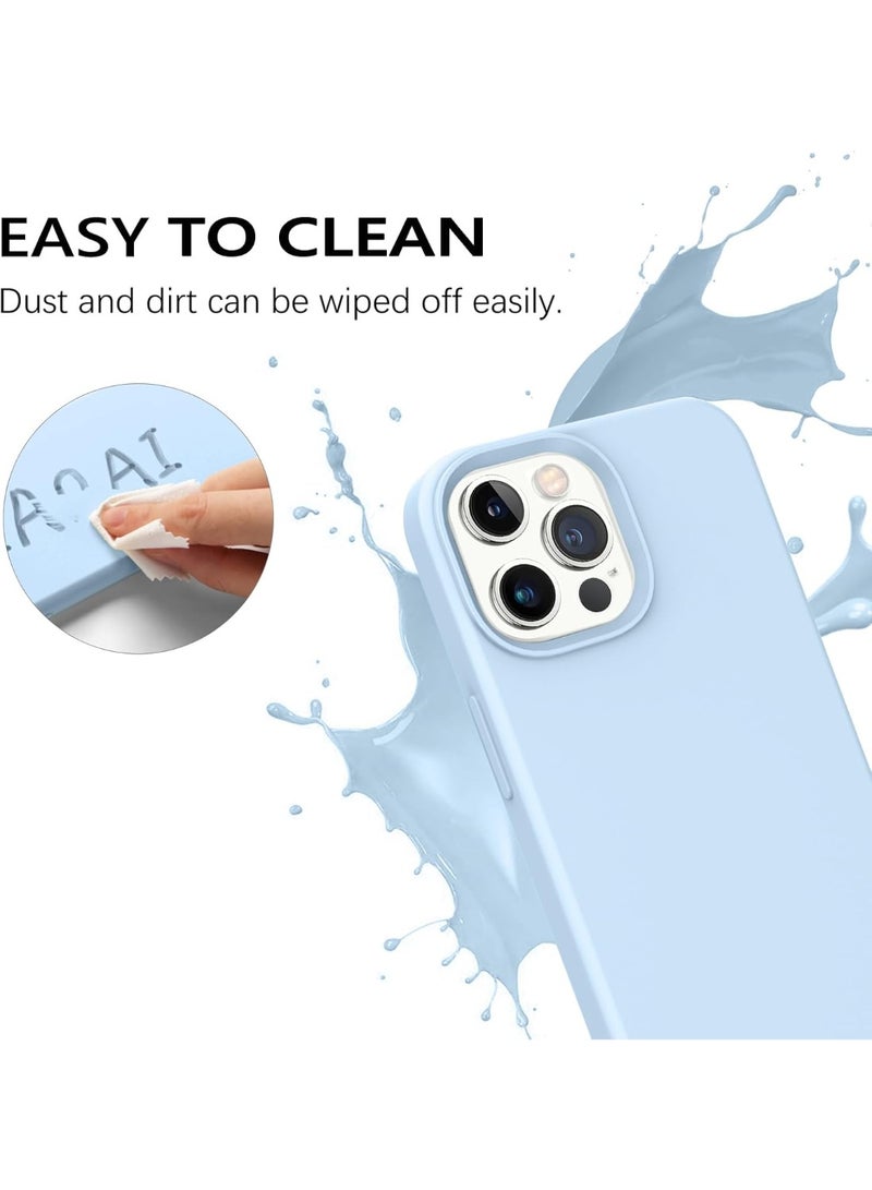 جراب متوافق مع iPhone 11 Pro Max مقاس 6.5 بوصة، جراب هاتف نحيف من السيليكون السائل مكون من 4 طبقات من المطاط الناعم المقاوم للصدمات مع بطانة من الألياف الدقيقة المضادة للخدش (أزرق فاتح) - Image 2