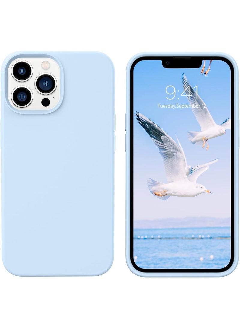 جراب متوافق مع iPhone 11 Pro Max مقاس 6.5 بوصة، جراب هاتف نحيف من السيليكون السائل مكون من 4 طبقات من المطاط الناعم المقاوم للصدمات مع بطانة من الألياف الدقيقة المضادة للخدش (أزرق فاتح) - Image 1