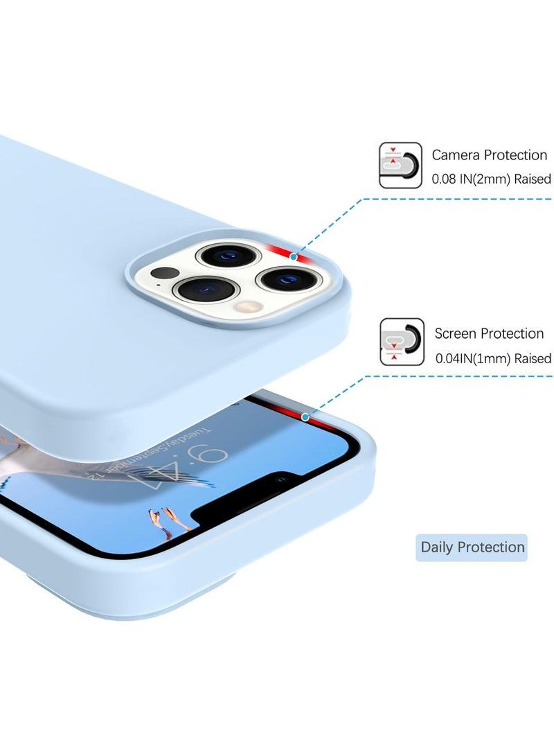 جراب متوافق مع iPhone 11 Pro Max مقاس 6.5 بوصة، جراب هاتف نحيف من السيليكون السائل مكون من 4 طبقات من المطاط الناعم المقاوم للصدمات مع بطانة من الألياف الدقيقة المضادة للخدش (أزرق فاتح) - Image 5