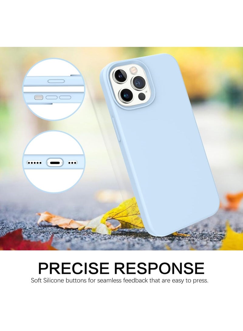 جراب متوافق مع iPhone 11 Pro Max مقاس 6.5 بوصة، جراب هاتف نحيف من السيليكون السائل مكون من 4 طبقات من المطاط الناعم المقاوم للصدمات مع بطانة من الألياف الدقيقة المضادة للخدش (أزرق فاتح) - Image 4