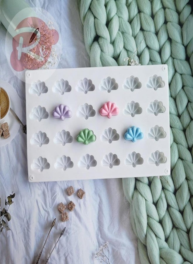 Skytail 24 Cavity Fan Silicone Mould Fan Shape Fondant Molds for Making Chocolate Hard Candy Cake Decoration Cupcake Topper Sugarcraft Polymer Clay Crafts Chocolate Gumpaste Soap Mold Handmade Gifts - Image 4