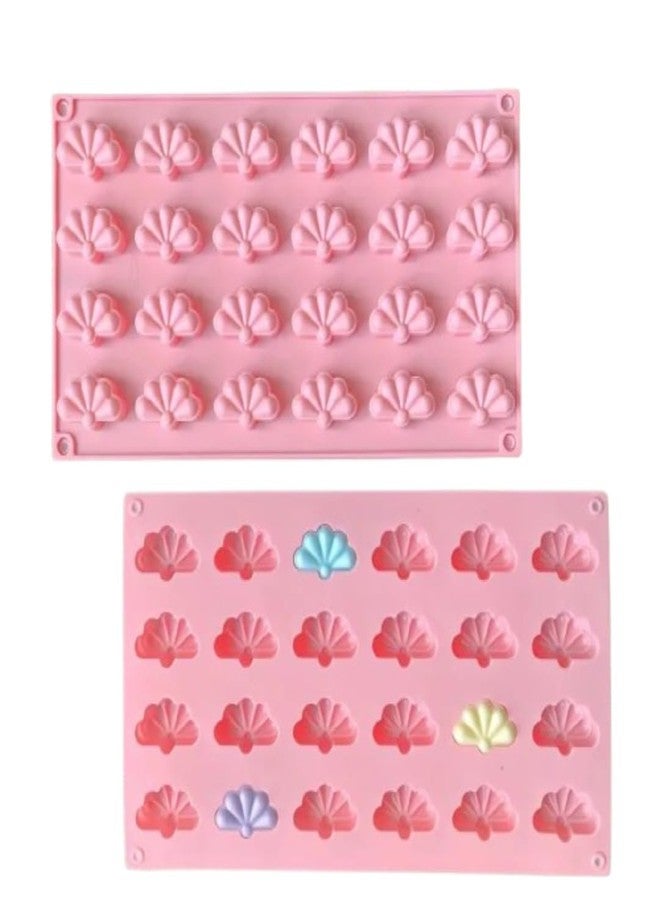 Skytail 24 Cavity Fan Silicone Mould Fan Shape Fondant Molds for Making Chocolate Hard Candy Cake Decoration Cupcake Topper Sugarcraft Polymer Clay Crafts Chocolate Gumpaste Soap Mold Handmade Gifts - Image 1