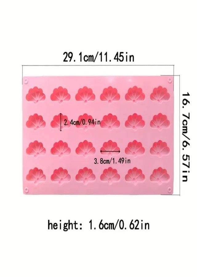 Skytail 24 Cavity Fan Silicone Mould Fan Shape Fondant Molds for Making Chocolate Hard Candy Cake Decoration Cupcake Topper Sugarcraft Polymer Clay Crafts Chocolate Gumpaste Soap Mold Handmade Gifts - Image 2