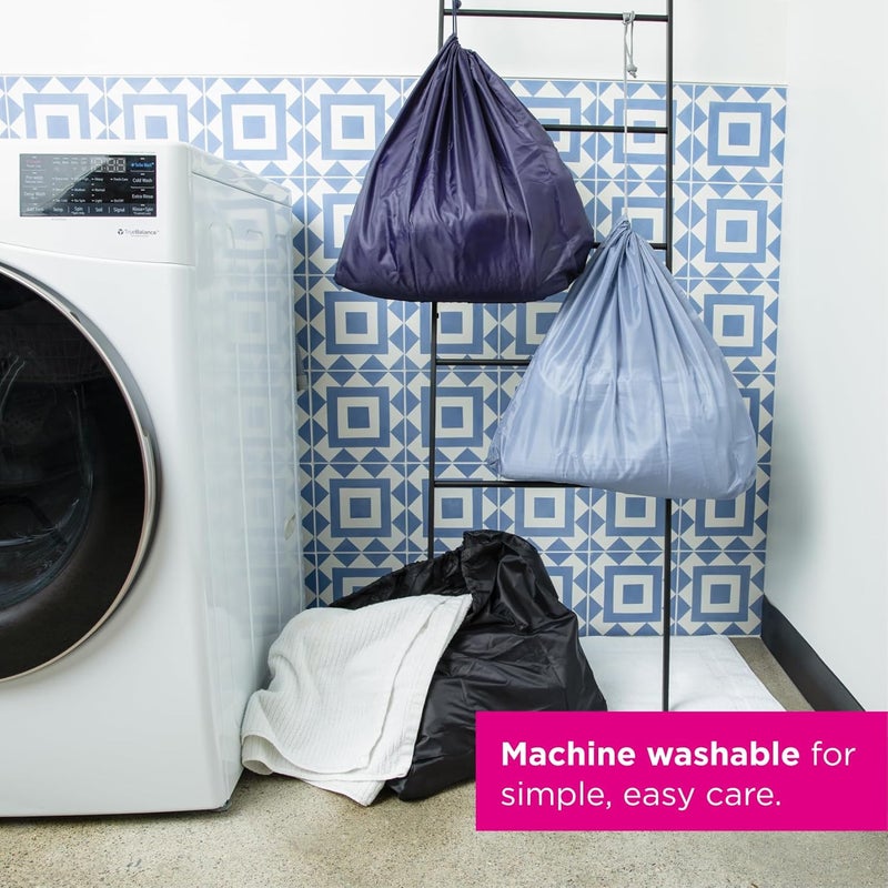 Miamica Wash Dry Fold Repeat Laundry Bag NavyMulti 21 x 22 - Image 5