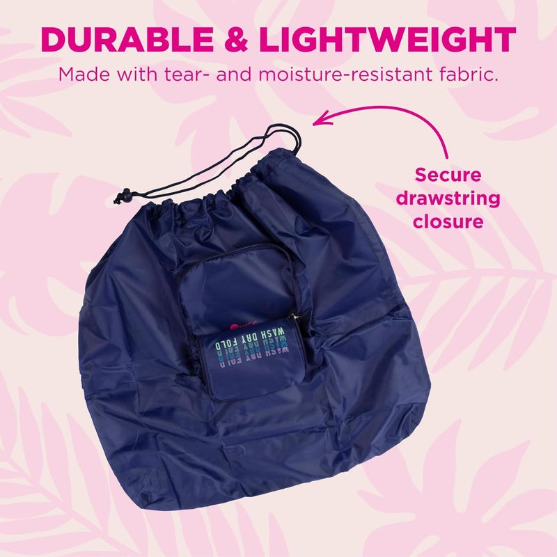 Miamica Wash Dry Fold Repeat Laundry Bag NavyMulti 21 x 22 - Image 3