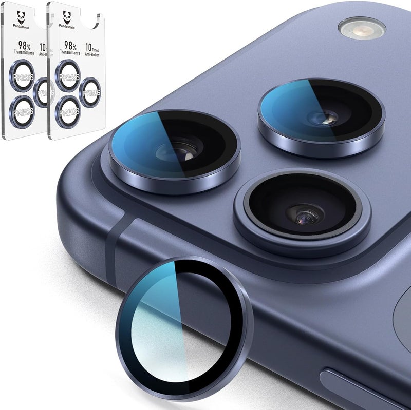 PandaShield 2-Pack Anti-Reflection Camera Lens Protector for iPhone 17/16/15 Pro & Pro Max - Blue - Image 1
