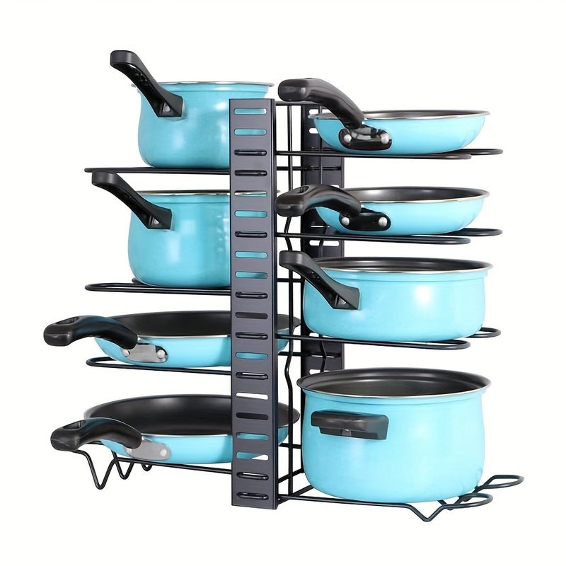 Organizer for Pots And Pans Designed for Kitchen Storage And Organization, Featuring Adjustable Holders for Pot Lids And a Rack for Pans - Image 1