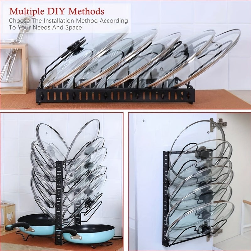 Organizer for Pots And Pans Designed for Kitchen Storage And Organization, Featuring Adjustable Holders for Pot Lids And a Rack for Pans - Image 4