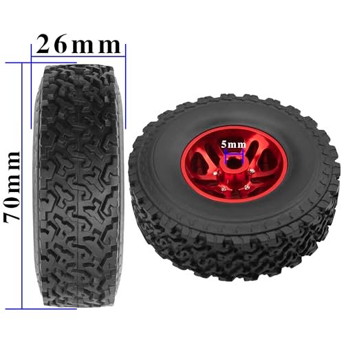 Vgoohobby OD 2.75" Rubber Tires & Metal Beadlock Wheel Rims Compatible with MN Model MN82 LC79 MN78 D90 D91 D96 99S 1/12 WPL C14 C24 C34 C44 1/16 RC Car (Red) - Image 5