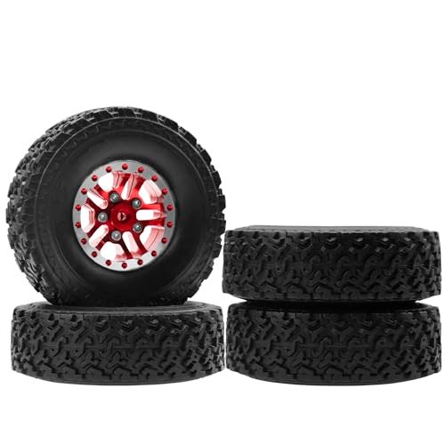 Vgoohobby OD 2.75" Rubber Tires & Metal Beadlock Wheel Rims Compatible with MN Model MN82 LC79 MN78 D90 D91 D96 99S 1/12 WPL C14 C24 C34 C44 1/16 RC Car (Red) - Image 3