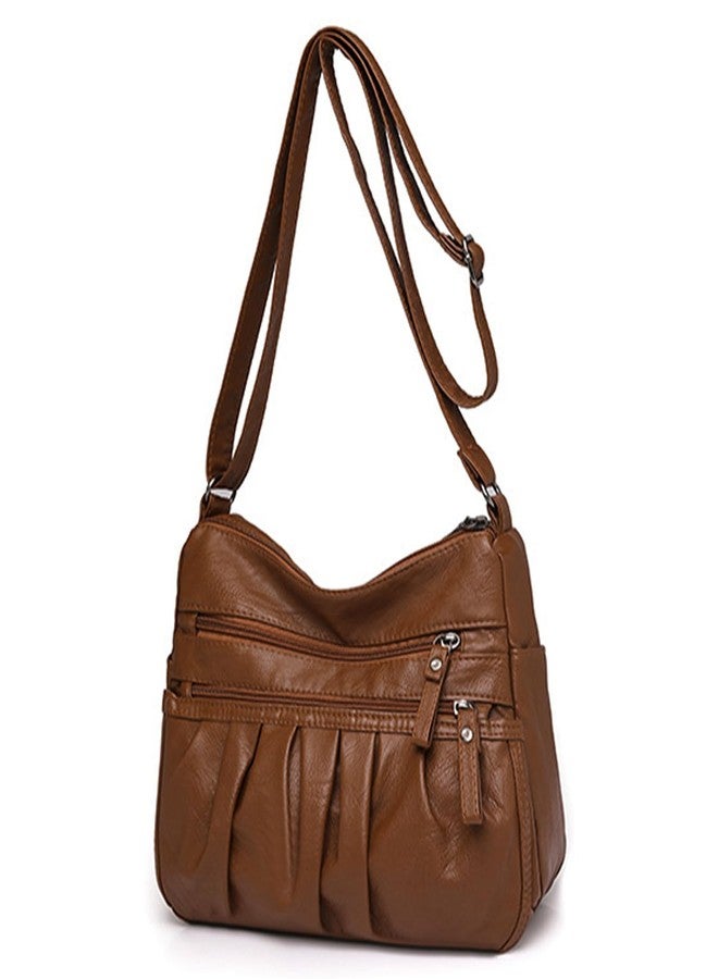 WITERY Crossbody Bag for Women - Soft PU Leather Multi-Pocket Shoulder Handbags Pocketbooks, Ladies Ruched Medium Crossbody Bag Hobo Tote for Shopping or Travel - Image 1