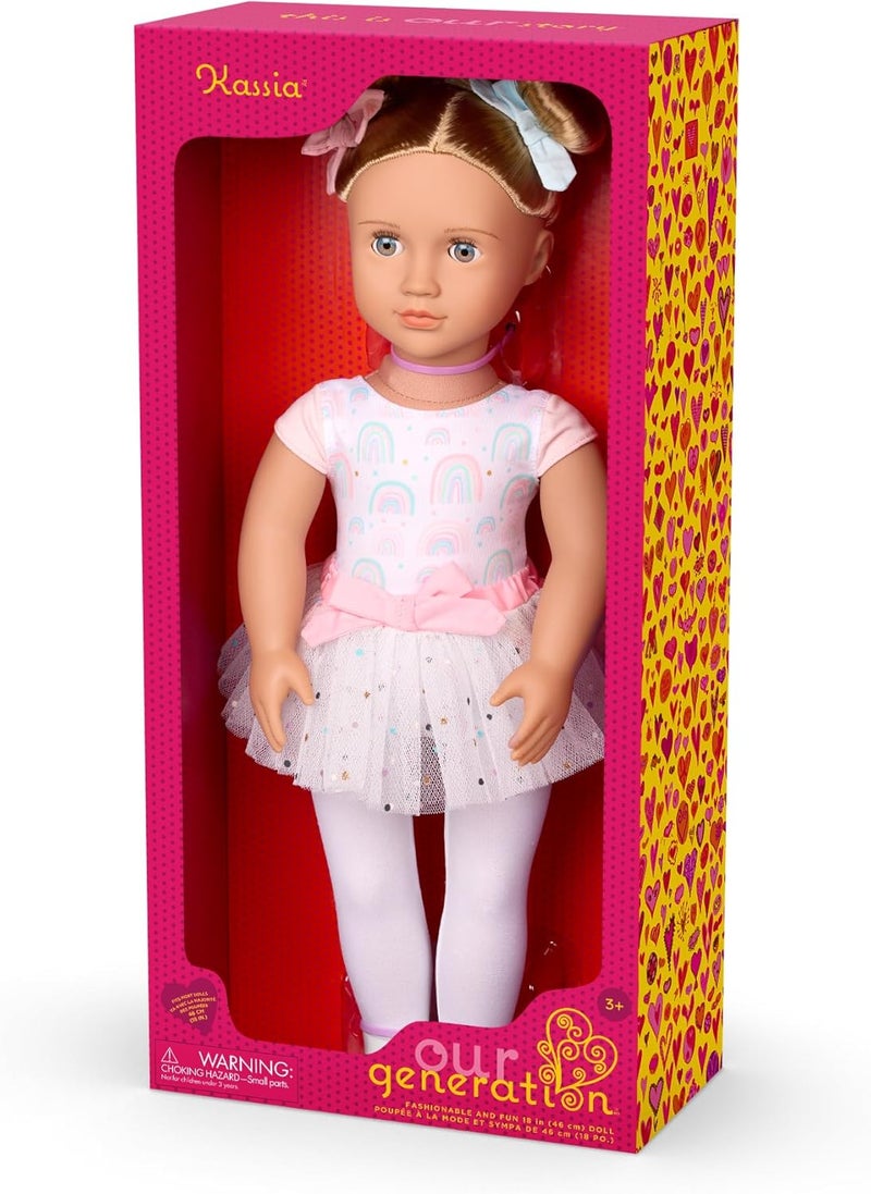 Our Generation Kassia 18-Inches Doll With Rainbow Ballet Outfit