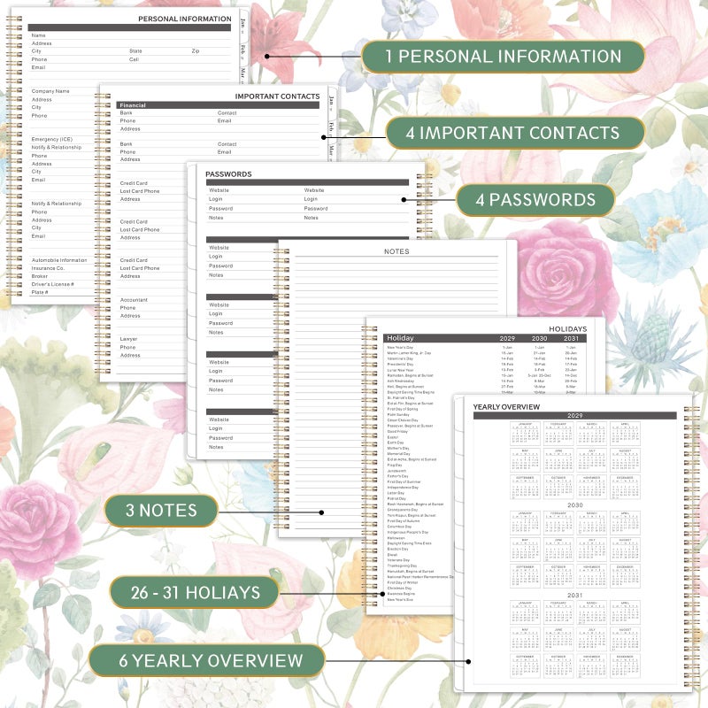 Lortarl 2026-2031 Monthly Planner/Calendar - 5 Year Monthly Planner 2026-2031 from Jul. 2026 - Jun. 2031, 9" x 11", 60 Months Calendar, Large 5 Year Planners with Tabs, Two-Side Pocket, Suitable for Long-Term Planning - Image 3
