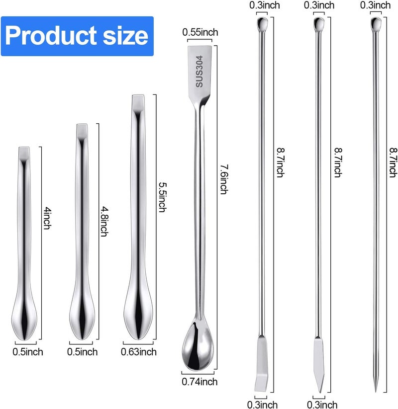 Mudder 22 Pieces Stainless Steel Lab Spatula Micro Scoop Set Laboratory Sampling Spoon Mixing Spatula for Powders Gel Cap Filler - Image 3