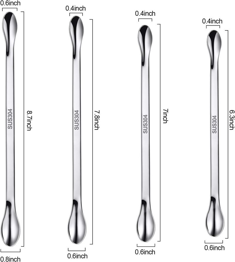Mudder 22 Pieces Stainless Steel Lab Spatula Micro Scoop Set Laboratory Sampling Spoon Mixing Spatula for Powders Gel Cap Filler - Image 4