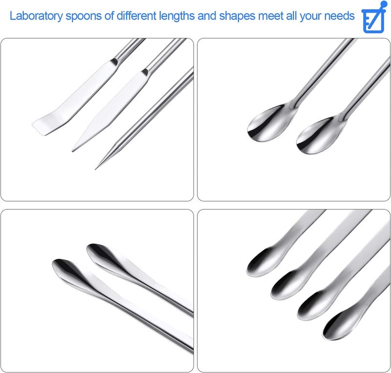Mudder 22 Pieces Stainless Steel Lab Spatula Micro Scoop Set Laboratory Sampling Spoon Mixing Spatula for Powders Gel Cap Filler - Image 2