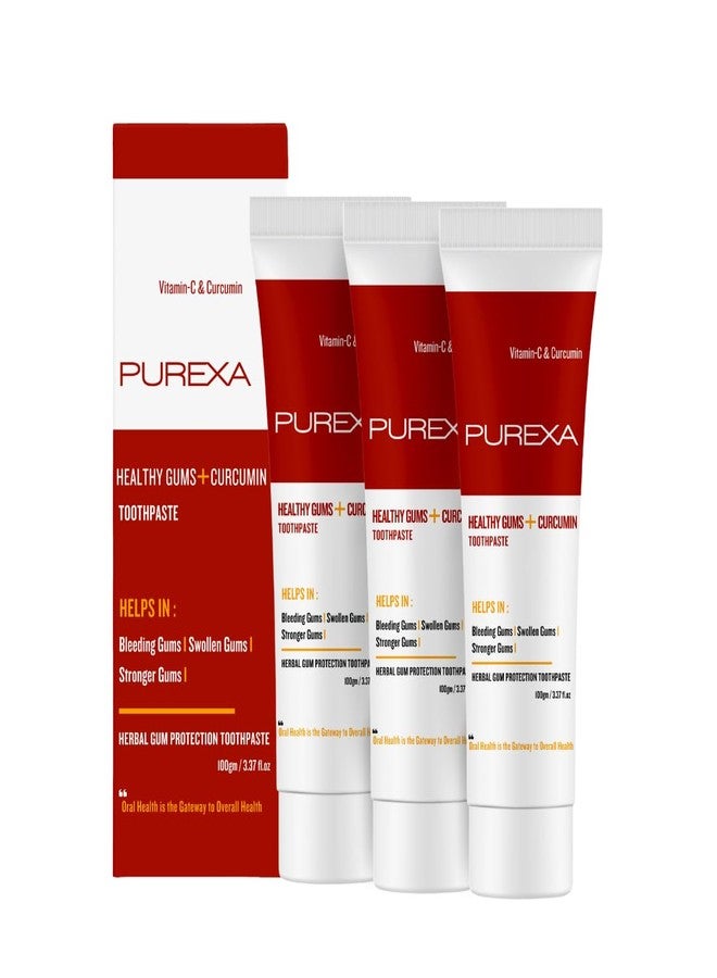 PUREXA معجون أسنان بيوركسا هيلثي جامز بالكركمين، عبوة من 3 قطع (100 غرام لكل قطعة) | يقلل نزيف اللثة وتورمها | يحمي من مشاكل اللثة | يقوي اللثة بمكونات عشبية | يساعد على منع رائحة الفم الكريهة للرجال والنساء - Image 1