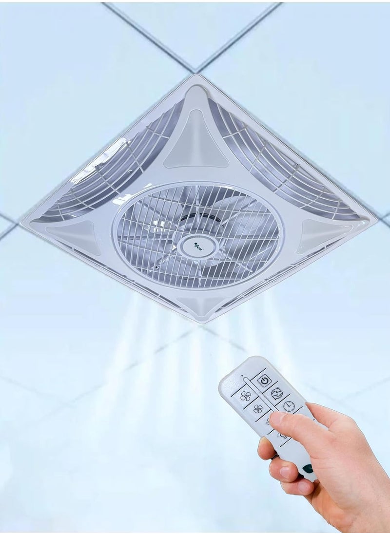 MODI - Modern LED 14 Inch Embedded Ceiling Fan lamp with Remote Control 96W Low Noise LED Fan and High Air Flow with Silent Three Speed Wind for Kitchen Office Living Room - Image 1