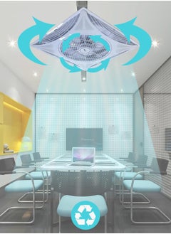 MODI Modern LED 14 Inch Embedded Ceiling Fan lamp with Remote Control 96W Low Noise LED Fan and High Air Flow with Silent Three Speed Wind for Kitchen Office Living Room  - Image 5