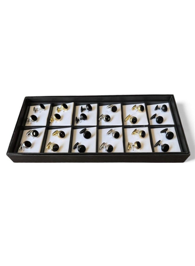 ركس طقم كبك رجالي فاخرة مجموعة متنوعة من الكف لينك بتصميم كلاسيكي و عصري مكونة من 12 زوج من الكبك 69856 - Image 2