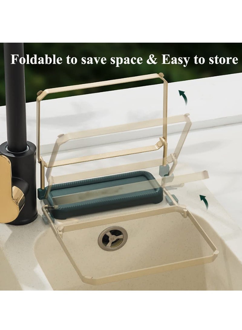 SOLARAE Sink Filter Rack, Kitchen Sink Corner Drain Rack with 50pcs Filter Bags Collapsible Kitchen Sink Corner Drain Basket, Kitchen Sink Filters for Kitchen Waste Leftover - Image 2