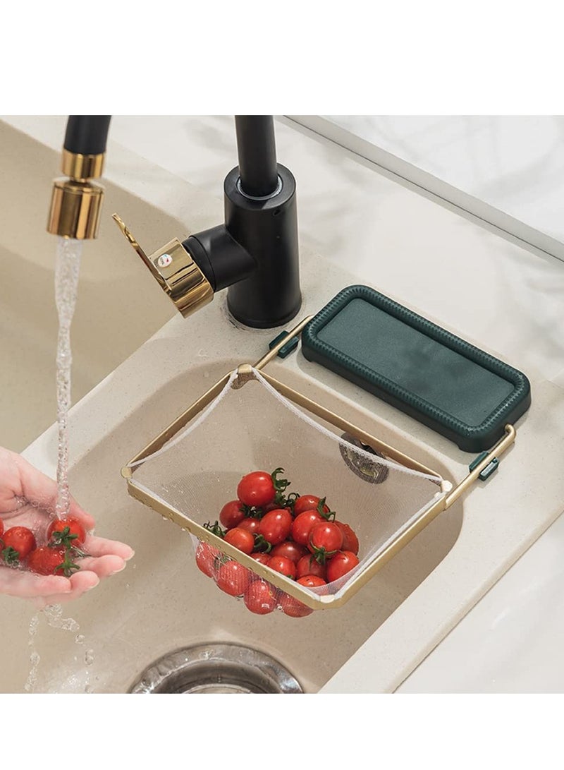 SOLARAE Sink Filter Rack, Kitchen Sink Corner Drain Rack with 50pcs Filter Bags Collapsible Kitchen Sink Corner Drain Basket, Kitchen Sink Filters for Kitchen Waste Leftover - Image 3