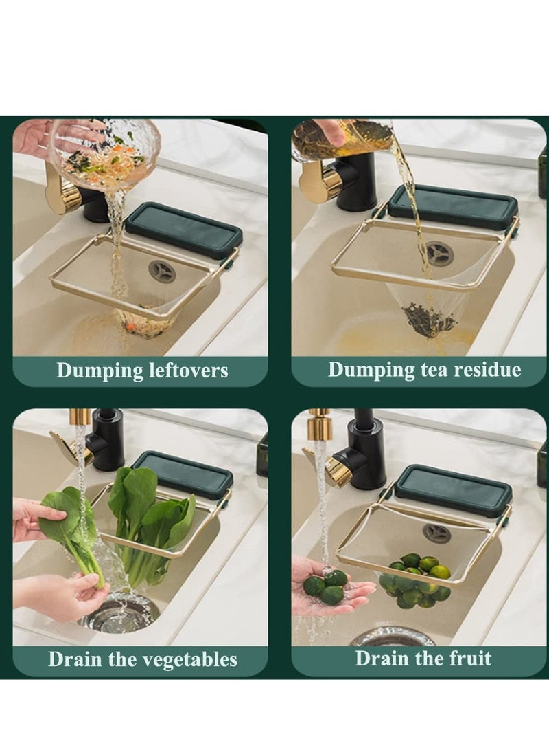 SOLARAE Sink Filter Rack, Kitchen Sink Corner Drain Rack with 50pcs Filter Bags Collapsible Kitchen Sink Corner Drain Basket, Kitchen Sink Filters for Kitchen Waste Leftover - Image 4